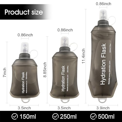 WILDREEDS 250ml Soft Flask, TPU Collapsible Soft Water Bottle for Hydration Pack, Running Vest, Folding Water Bottle for Hiking Cycling Climbing-2Pcs, Grey - color: 2pcs, 250ml Grey