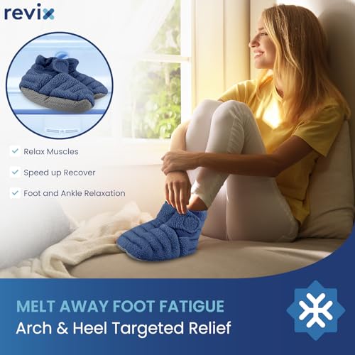 REVIX Microwavable Booties for Cold Feet, Heated Slippers, Navy L - size: L, style: Navy