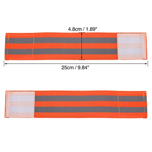 X AUTOHAUX 4 Pcs Reflective Bands for Wrist High Visibility Night Safety Cycling Riding Reflector Tape Straps Bracelet - color: Orange