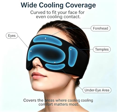 Cooling Gel Eye Mask for Puffy Eyes, Migraine & Headache Relief, Full Eye-Area Cold Compress for Eyes & Temples, FSA Eligible HSA Reusable Eye Ice Pack for Swelling & Post-Surgery Recovery - color: Black
