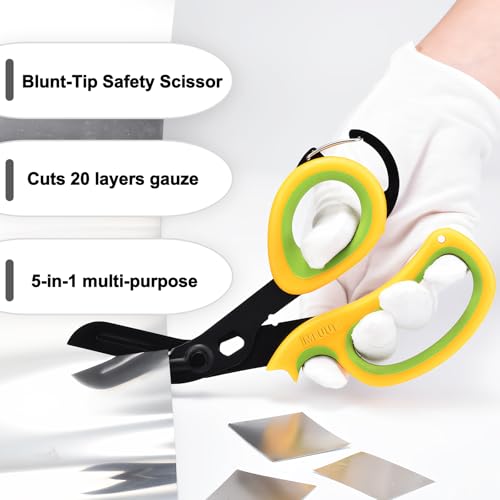 MEUUT Trauma Shears with Carabiner 7.5 Inch 2-Pack Medical Scissors - color: Green/Yellow+yellow/Green