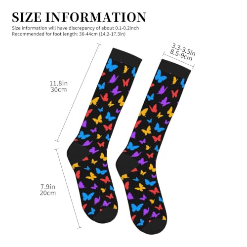 Compression Socks Knee High Circulation Support Socks For Women Men Athletic Running Hiking Cycling - color: Butterfly1