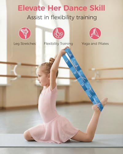 Slim Panda 2 PCS Stretch Strap for Kids Gymnastics Multi-Loop Elastic Strap for Ballet, Latin, Dance, Yoga, Children Flexibility Training & Exercise Resistance Yoga Band- 8 Loops - color: Blue&Purple
