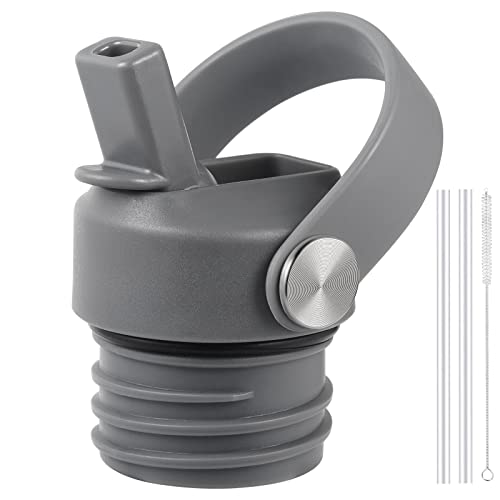 RRegeny Straw Lid fits Hydro Flask Standard Mouth, 21 24 oz, Sports Flex Cap Water Bottle Accessories Replacement Top - color: Gray+1pack