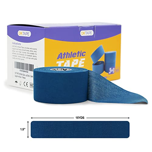 OK TAPE Athletic Sports Tape 4 Packs 45ft Per Roll Strong Adhesion - color: Blue, size: 1.5" x 15yards - 4 Rolls