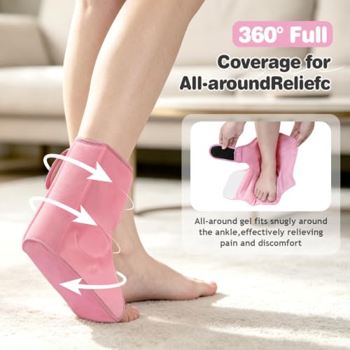 Ankle Ice Pack Wrap, Heel Ice Pack Wrap for Plantar Fasciitis Relief - color: Pink, size: Large