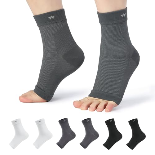 WANDER Compression Socks for Plantar Fasciitis, 2 Pairs Foot & Ankle Brace - color: Dark Grey, size: Large