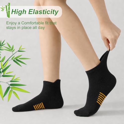 6 Pairs Thin Breathable Bamboo Ankle Socks for Women - color: 6 Black, size: Small