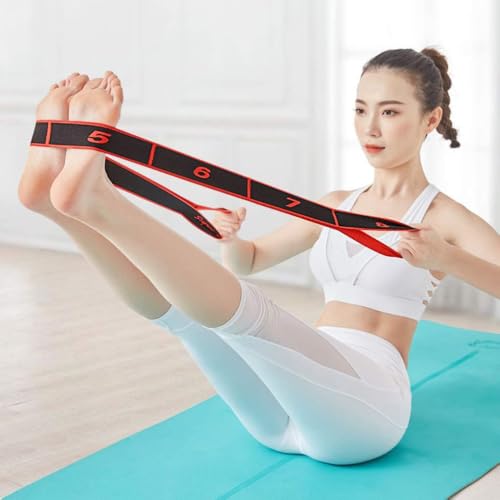 Stretching Strap with Loops for Yoga, Yoga Stretch Strap, Stretch Strap for Physical Therapy, Pilates Stretch Band, 8 Loop Exercise Strap for Flexibility, Hamstring Stretch, Home Workout with Storage Bag