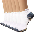 Sooverki Copper Compression Socks Women and Men 6 Pairs - Circulation Arch Support Plantar Fasciitis Running Ankle Socks - color: A1 - No Show 6 White, size: XX-Large