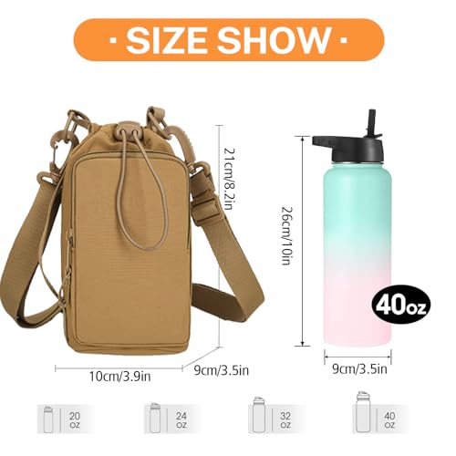 Water Bottle Holder with Phone Pocket for 40/32 oz,Water Bottle Holder/Sleeve with Adjustable Shoulder Strap and Charm. - color: Yellow
