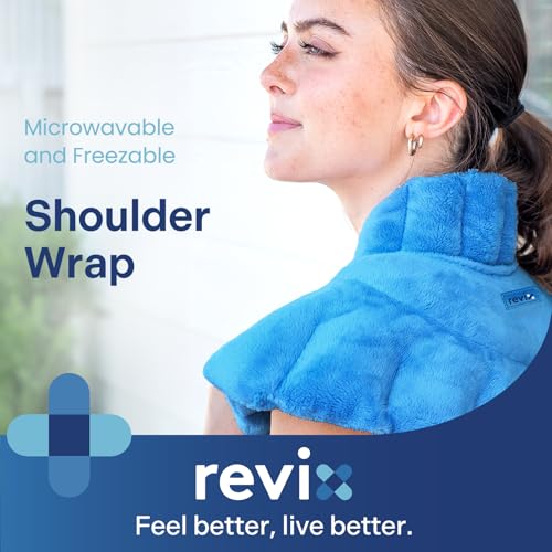 REVIX Neck Heating Pad Microwavable, Weighted Microwave Shoulder Wrap - color: Blue