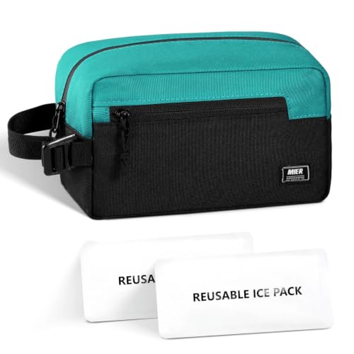 MIER Small Freezable Snack Bags Frozen Mini Cooler with 2 Gel Packs, Teal - color: Teal