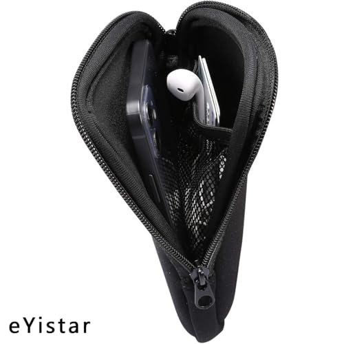 Neoprene Shock Absorbing Proof Pouch Large Cell Phone Sleeve Case Cover w Zipper/Neck Strap for iPhone 14 Plus Samsung Galaxy Note20 Ultra S22 Ultra A13 A03 A23 Moto G Power 2022 LG Stylo 6 (Black)