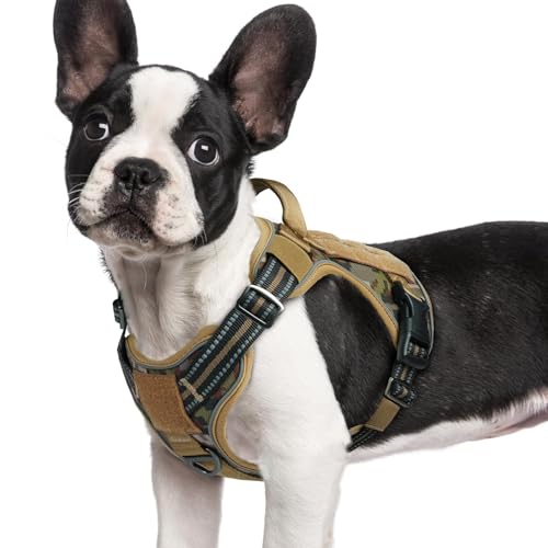 rabbitgoo Tactical Dog Harness for Small Dogs, No Pull Service Pet Vest - color: Desert Camo, size: S(Chest:16.1"-31.5",Neck:15.4"-21.6",Back:7.1")