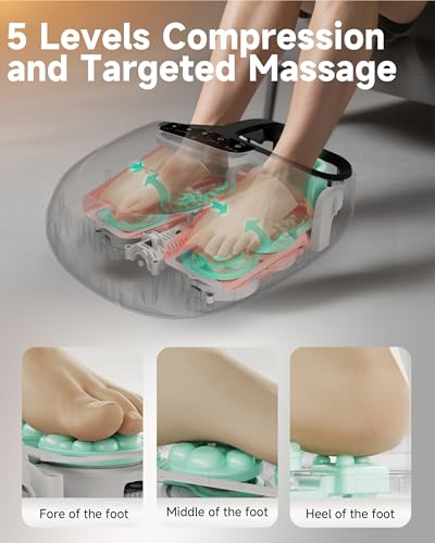 Snailax 2026 Upgraded Foot Massager with Heat,Compression, Shiatsu, Size 15 - color: B.black