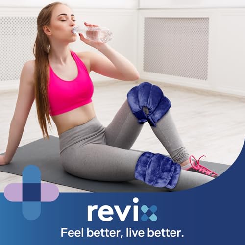 REVIX Knee Heating Pad, Microwave Heating Pad Wrap, Hot Cold Compress, Navy - color: Navy