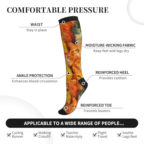 Compression Socks Knee High Circulation Support Socks For Women Men Athletic Running Work Hiking Cycling Travel - color: Animal