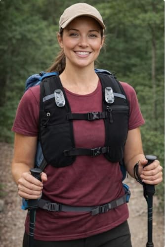 Running Phone Holder Vest with 500ml/17 oz Water Bottle | Reflective Hydration Vest | Adjustable | 4 LED Lights | 6 Pockets for Running Accessories | Unisex