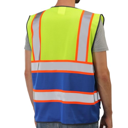 Dib Safety Vest Reflective for Men with Pockets, Yellow and Blue Mesh S - color: Yellow & Blue Mesh, size: Small