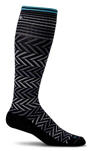 Sockwell Women's Chevron Moderate Graduated Compression Sock - color: Black, size: Medium-Large