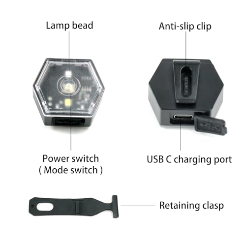 Bike Tail Lights Bicycle Cycling Rear Light USB-C Rechargeable Clip on Strobe LED Safety Light, Running Lights for Runners Flashing Bike Lights for Night Riding Hiking Pet Dog