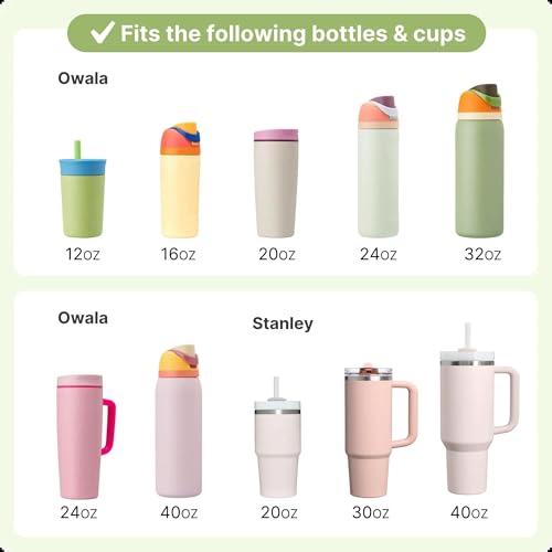 Water Bottle Handle Strap for Stanley Cup, Owala and Most 12-40oz Bottles - color: Daisy Teal