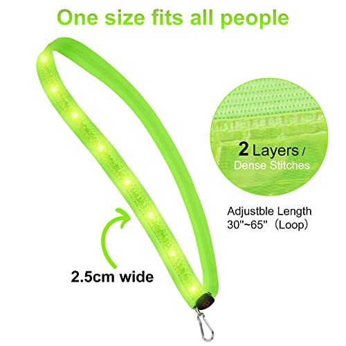 Aucuu LED Armband Rechargeable(2 Pack), High Visibility Reflective Running Gear, Running Lights for Runners, Light Up Armbands for Night Cycling, Walking, Running Gift for Men Women Kids - color: Shoulder Strap-Green