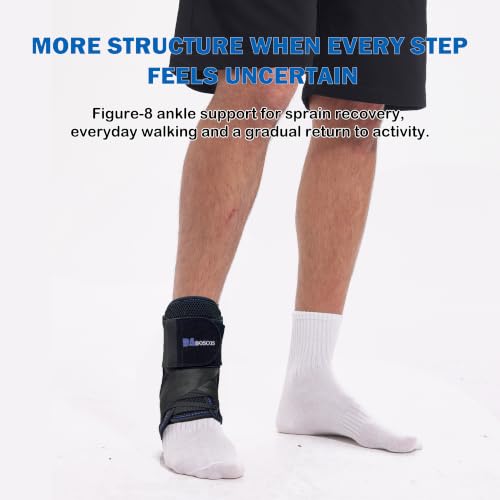 Ankle Brace, Figure 8 Lace Up Stabilizer with Side Support Pads - size: Large