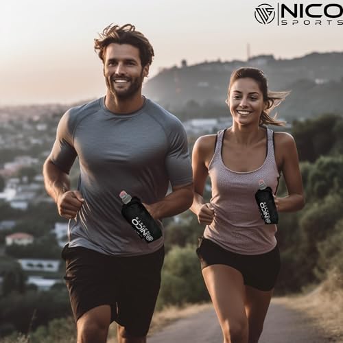 HydroBlast Handheld Running Water Bottle 12 oz of Quick Hydration for Long Distance Running with Large Storage Holder for Phone