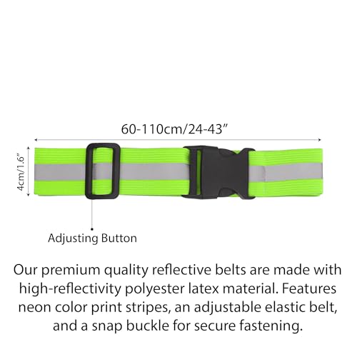 5 Pcs Reflective Belt or Sash, PT Belts Lights for Running At Night Safety Visibility Adjustable Lightweight Vest Waist Glow Straps for Cycling Walking Fit Women Men Kid (Black Blue Pink Green Orange)