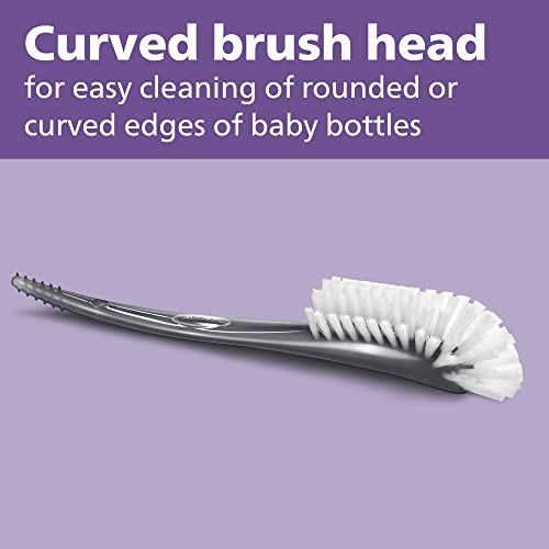 Philips AVENT Baby Bottle Brush | Nipple Cleaning | Grey | Pack of 2 | SCF145/18 - size: 1 Count (Pack of 2)