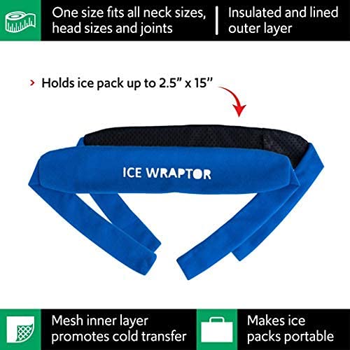 ICE WRAPTOR Cooling Bandana Neck Wrap, Blue +1 Reusable Ice Pack - size: Wrap + 1 Insert