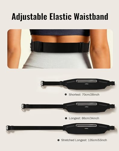 Running Belt for Women & Men-Ultra Light Slim Running Belts - color: Black