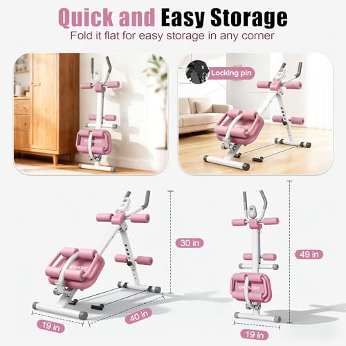 EPHESPORT 2-in-1 Crunch & Sit-Up Ab Machine with Knee & Back Protection