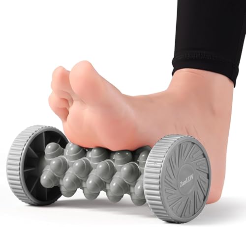 Portable Foot Massager Roller - Deep Tissue Muscle Massage for Plantar Fasciitis Relief, Heel & Arch Pain - Reflexology Therapy Tool for Men & Women (Dark Gray) - color: Dark Gray