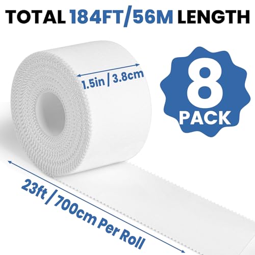 9 Pack Pink 2.76in x 11yd Pre Wrap Tape, 8 Pack White Athletic Tapes