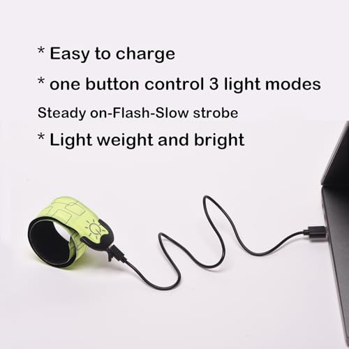 Vantone LED Safety Wristband Lights-2 Pack Rechargeable High Visibility Luminous Band Night Running Light Glow Bracelets Reflective Gear Set for Night Cycling Walking Jogging Fishing Camping