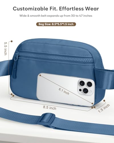 Pritent Fanny Packs for Women Crossbody Belt Bag With Zipper Back Pocket - color: Navy Blue, size: Small