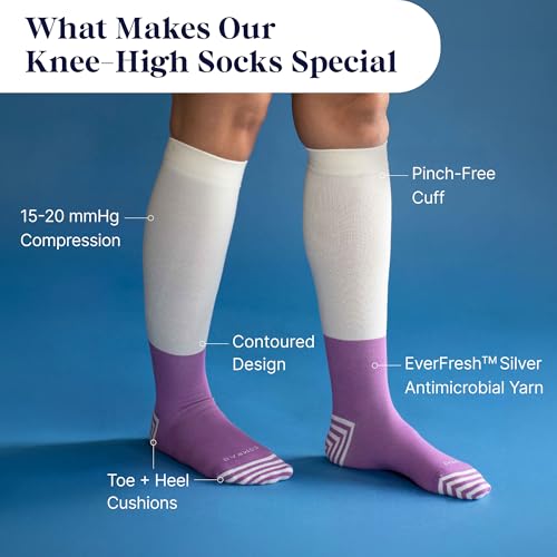 Comrad Knee High Compression Socks - color: Grey/Black Stripe, size: Large