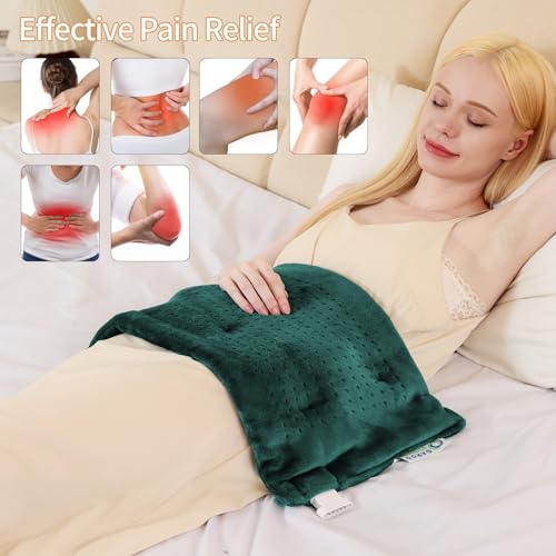 SAROO Heating Pad for Back Pain Cramps Relief, 12"×24", Hunter Green - color: Hunter Green