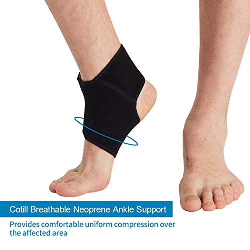 Cotill Ankle Support for Men and Women - Neoprene Breathable Adjustable Ankle Brace Sprain for Running, Basketball - size: Medium