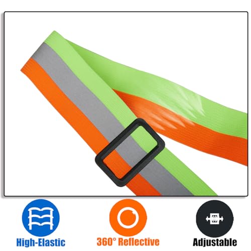 5 Pack Reflective Safety Vest for women, men and kids, Lightweight & Adjustable hi vis vest for Running, Cycling, Rucking - color: Neon Green/Orange
