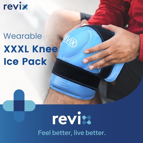 REVIX Ankle Ice Pack Wrap – Reusable Gel Cold Compression for Foot Discomfort, 20‘’ XXXL Knee Ice Pack Wrap Around Entire Knee