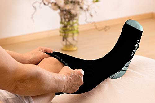 Physix Gear Compression Socks 20-30 mmHg - Men & Women - Running, Nurses, Shin Splints, Flight, Travel - color: Black/Grey, size: Large-X-Large