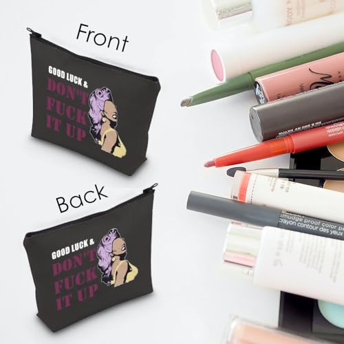 MNIGIU RP Fan Gift Drag Race Cosmetic Bag Good Luck & Don't Fck It up Makeup Zipper Pouch for Drag Queen Fans (Good Black Bag)