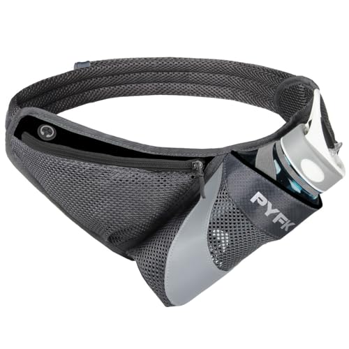 PYFK Running Belt Hydration Waist Pack with Water Bottle Holder for Men Women Waist Pouch Fanny Bag Reflective - color: Black