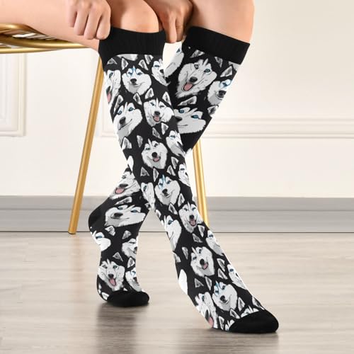 Wusikd Heartbeat Symbol Compression Socks for Women and Men Circulation Black Long Socks for Athletic Running 1 - color: Husky