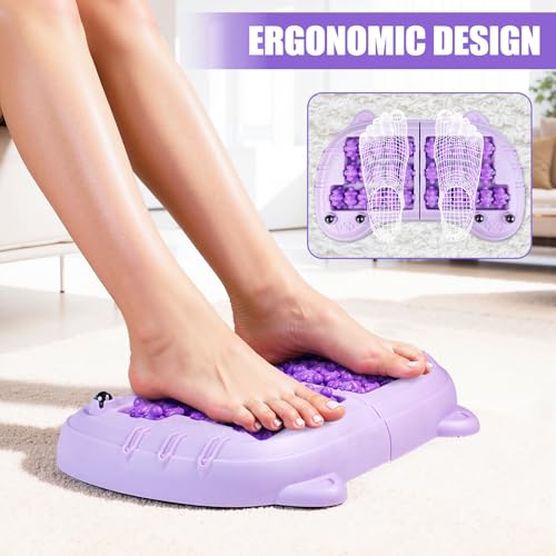 Foot Roller Massager for Plantar Fasciitis Pain Relief, Large Size Under Desk Feet Massage, Manual Acupressure Tool, Eases Pain & Cold Feet, Boosts Circulation, Split Portable & Washable，Purple