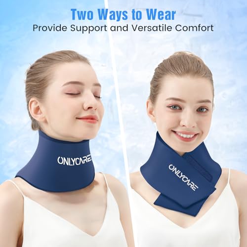 ONLYCARE Neck Ice Pack Wrap Gel - Upgraded Shoulder Ice Packs for Injuries Reusable, Hot and Cold Compress Ice Packs for Neck, Relief of Pain, Office Pressure, Swelling, Sprains - color: Dark Blue